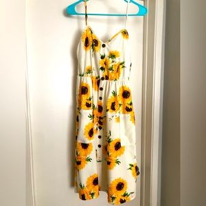 Sunflower spaghetti strap dress